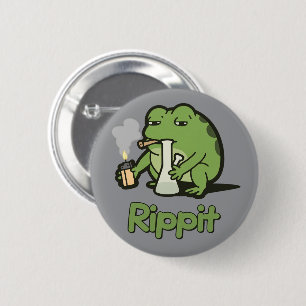 Badge Rond 5 Cm Cadeau de fumeur de grenouille drôle Rippit, Greno