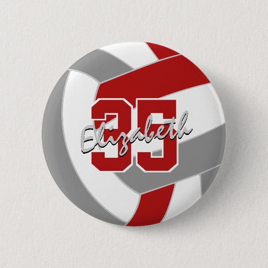 Badge Rond 5 Cm cadeau de l'équipe de volley-ball gris rouge (Devant)