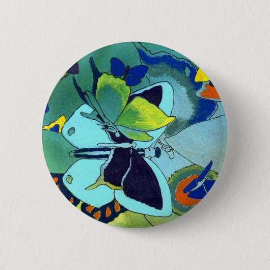 Badge Rond 5 Cm Cadeau de mosaïque papillon (Devant)