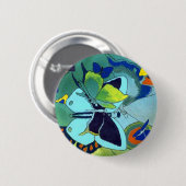 Badge Rond 5 Cm Cadeau de mosaïque papillon (Devant & derrière)