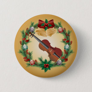Badge Rond 5 Cm Cadeau de musicien de guirlande de Noël de musique