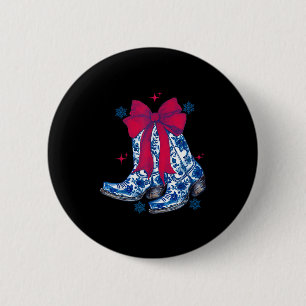 Badge Rond 5 Cm Cadeau de Noël de Cowgirl Drôle Coquette Bow Botte