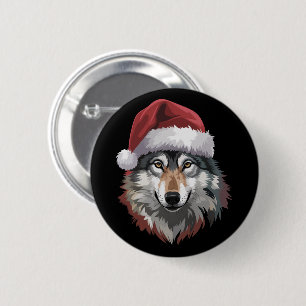 Badge Rond 5 Cm Cadeau de Noël drôle de loup pour les amoureux des