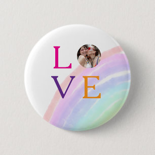 BADGE ROND 5 CM CADEAU DE PLUIE D'ARC-EN-CIEL LGBTQ FIERTÉ LETTRE