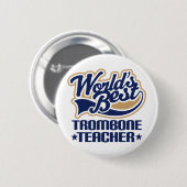 Badge Rond 5 Cm Cadeau de professeur de trombone (Devant & derrière)