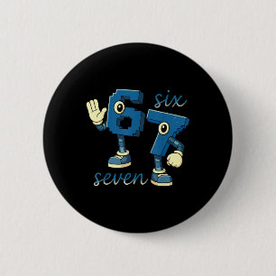 Badge Rond 5 Cm Cadeau de six sept numéro mème Brainrot Rétro pour