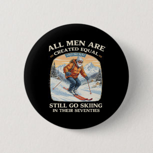 Badge Rond 5 Cm Cadeau de skieur pour 70e anniversaire Ski vintage