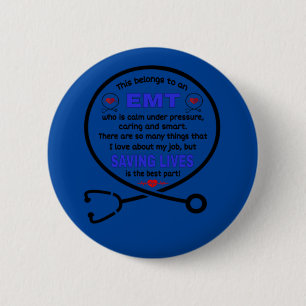 Badge Rond 5 Cm Cadeau de technicien Médicale d'urgence. Cadeau EM