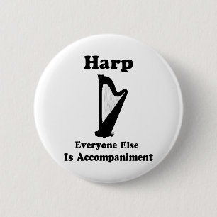 Badge Rond 5 Cm Cadeau d'harpe