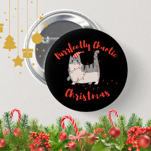 Badge Rond 5 Cm Cadeau d'humour de Noël de chat drôle