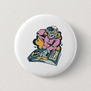 Badge Rond 5 Cm Cadeau DJ Zombie pour mélomane amoureux de musique