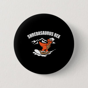 Badge Rond 5 Cm Cadeau drôle de dinosaure de snowboard pour enfant