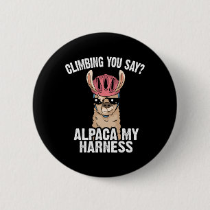 Badge Rond 5 Cm Cadeau drôle de grimpeur de roche lama Harnais mig