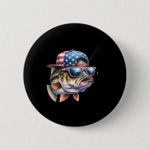 Badge Rond 5 Cm Cadeau drôle de pêche et de pêcheur Drapeau améric