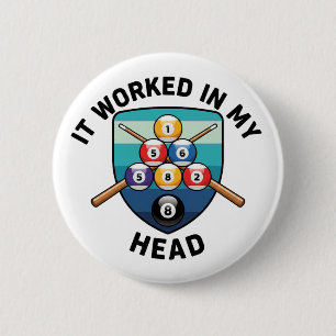 Badge Rond 5 Cm Cadeau drôle pour joueur de billard amateur de l'h