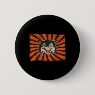 Badge Rond 5 Cm Cadeau drôle rétro pour amateur de chat noir Hallo
