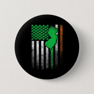 Badge Rond 5 Cm Cadeau du New Jersey St. Patrick's Day Drapeau Amé
