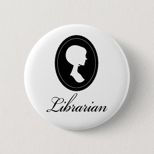 Badge Rond 5 Cm Cadeau élégant de bibliothécaire de silhouette (Devant)