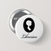 Badge Rond 5 Cm Cadeau élégant de bibliothécaire de silhouette (Devant & derrière)