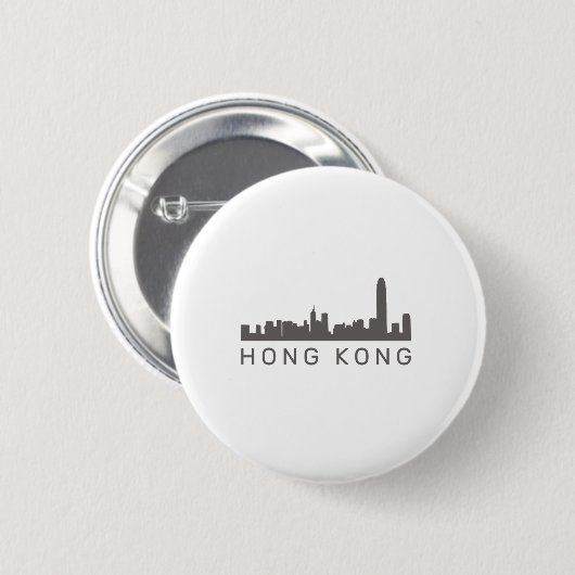 Badge Rond 5 Cm Cadeau HK Skyline Hong Kong (Devant & derrière)
