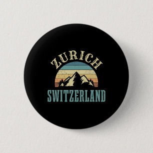 Badge Rond 5 Cm Cadeau pour amateur de ski dans les Alpes suisses