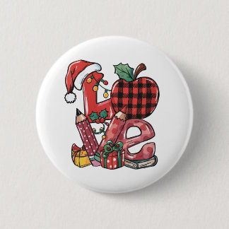 Badge Rond 5 Cm Cadeau pour Enseignant | Joyeux Noël Amour