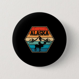 Badge Rond 5 Cm Cadeau Rétro Vintage Randonnée Montagne Alaska Usa