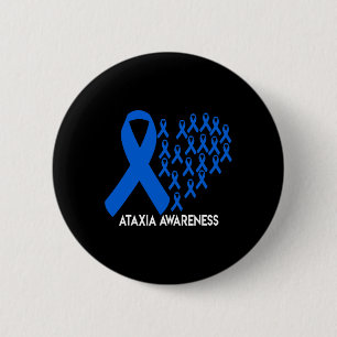Badge Rond 5 Cm Cadeau Ruban Bleu Sensibilisation à l'Ataxie
