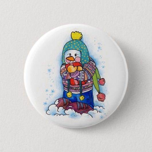Badge Rond 5 Cm Cadeau Snowman (Devant)