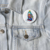 Badge Rond 5 Cm Cadeau Snowman (En situation)