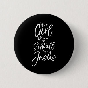 Badge Rond 5 Cm Cadeau Sportif Chrétien Cette Fille Court Sur Soft