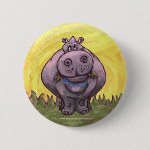 Badge Rond 5 Cm Cadeaux & Accessoires Hippopotame