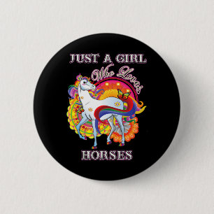 Badge Rond 5 Cm Cadeaux Cheval Pour Femmes Juste Une Fille Qui Aim