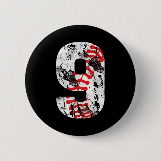 Badge Rond 5 Cm Cadeaux de 9 ans Numéro 9 Baseball 9e Anniversaire (Devant)