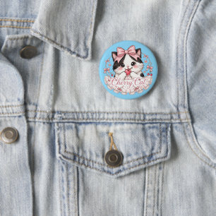 Badge Rond 5 Cm Cadeaux de bouton épinglé de chat Cherry Coquette 