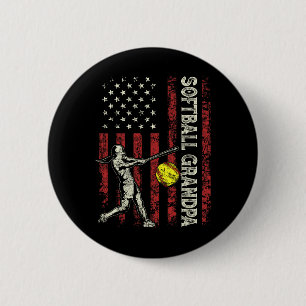 Badge Rond 5 Cm Cadeaux de grand-père de softball Drapeau américai