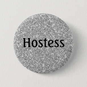 Badge Rond 5 Cm Cadeaux de mariage pour hôtesse Paillettes argenté