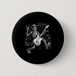 Badge Rond 5 Cm Cadeaux de musique de squelette jouant de la guita