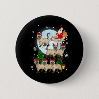 Badge Rond 5 Cm Cadeaux de Noël de rennes siamois pour amateurs de