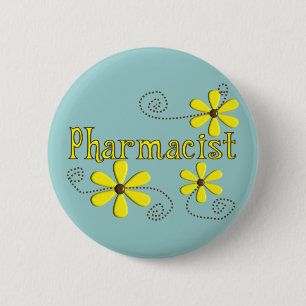 Badge Rond 5 Cm Cadeaux de pharmacien, marguerites jaunes