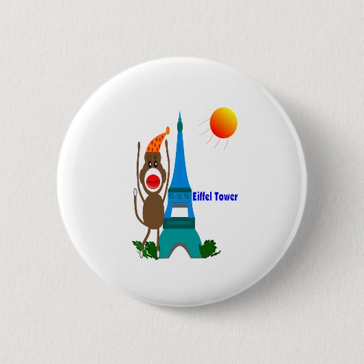 Badge Rond 5 Cm Cadeaux de singe de chaussette de Tour Eiffel (Devant)