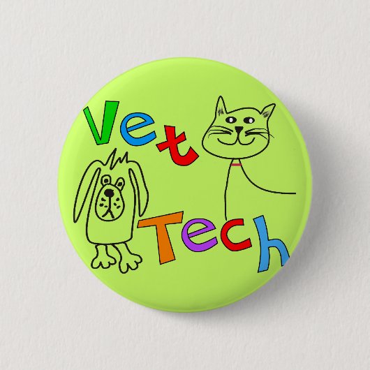 Badge Rond 5 Cm Cadeaux de technologie de vétérinaire, technicien (Devant)