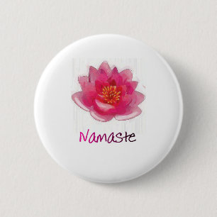 Badge Rond 5 Cm Cadeaux de yoga de "Namaste" de fleur de Lotus