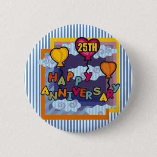 Badge Rond 5 Cm Cadeaux du 25e anniversaire du Mariage