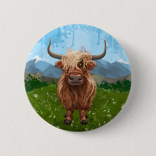 Badge Rond 5 Cm Cadeaux et accessoires de vache Highland