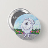 Badge Rond 5 Cm Cadeaux et accessoires Poméraniens blancs (Devant & derrière)