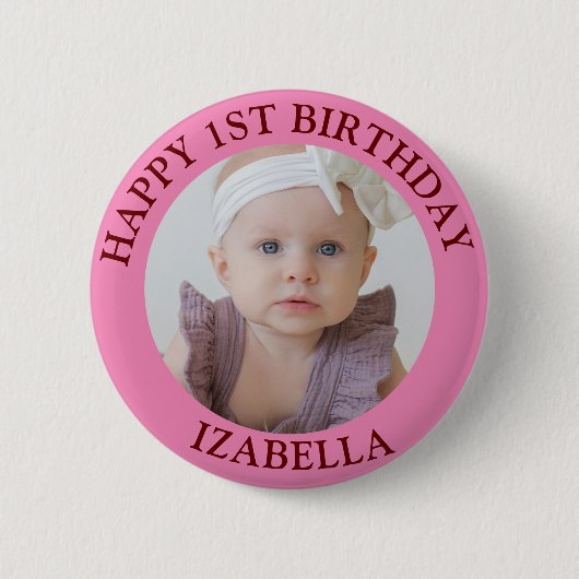 Badge Rond 5 Cm Cadeaux mignons Joyeux 1er anniversaire (Devant)