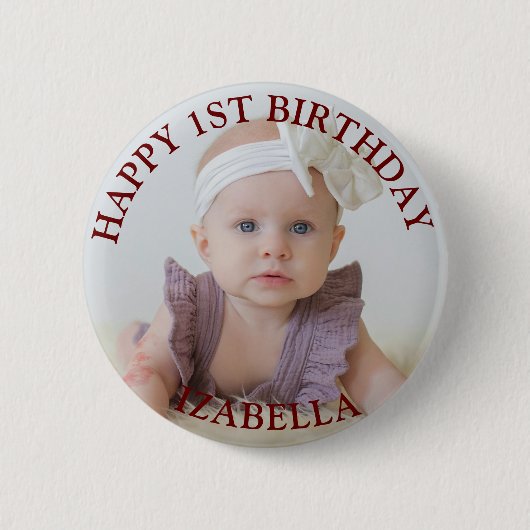 Badge Rond 5 Cm Cadeaux mignons Joyeux 1er anniversaire (Devant)