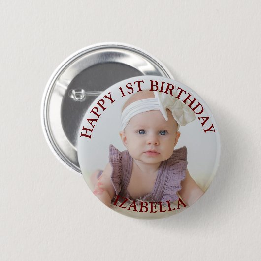 Badge Rond 5 Cm Cadeaux mignons Joyeux 1er anniversaire (Devant & derrière)
