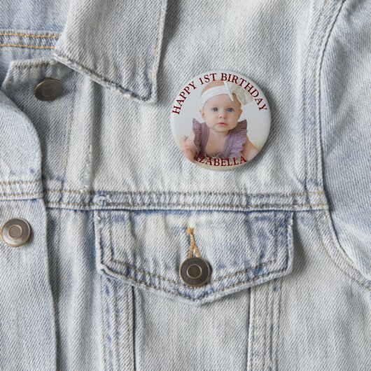 Badge Rond 5 Cm Cadeaux mignons Joyeux 1er anniversaire (En situation)
